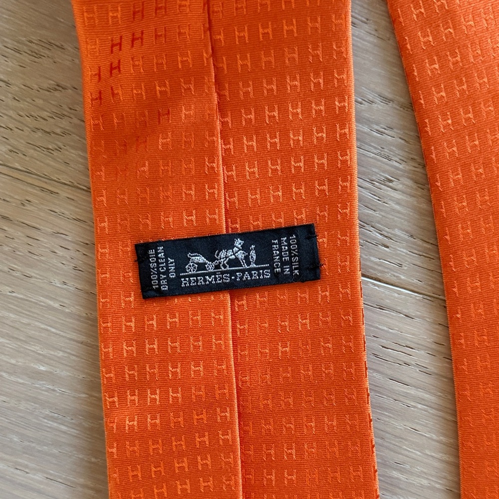 Hermes Orange Tie